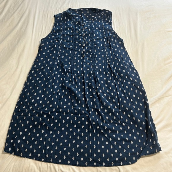 J. Jill Dresses & Skirts - J.Jill Navy Ikat Linen Blend Sleeveless Pintuck Tunic Dress XXL